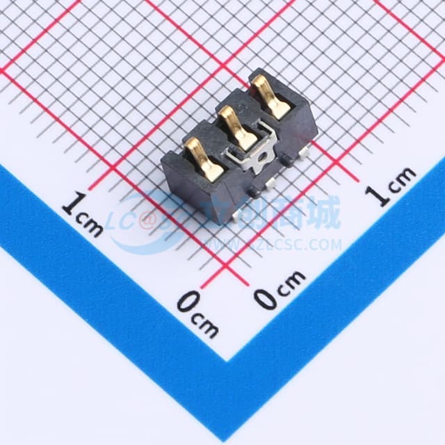 电池座连接器3.0PH间距-H4.6-3PIN 卧贴带柱实物图