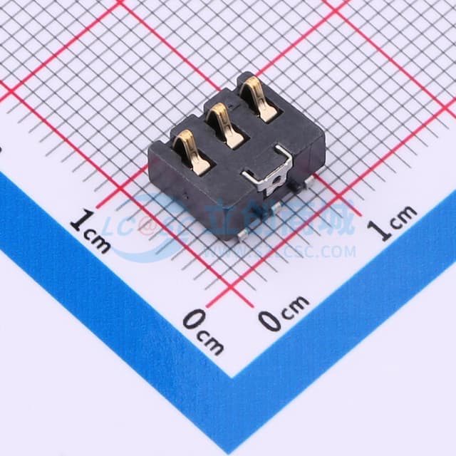 电池座连接器3.0PH间距-H7.2-3PIN 卧贴带柱实物图
