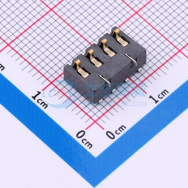 电池座连接器3.0PH间距-H7.2-4pin 卧贴带柱实物图
