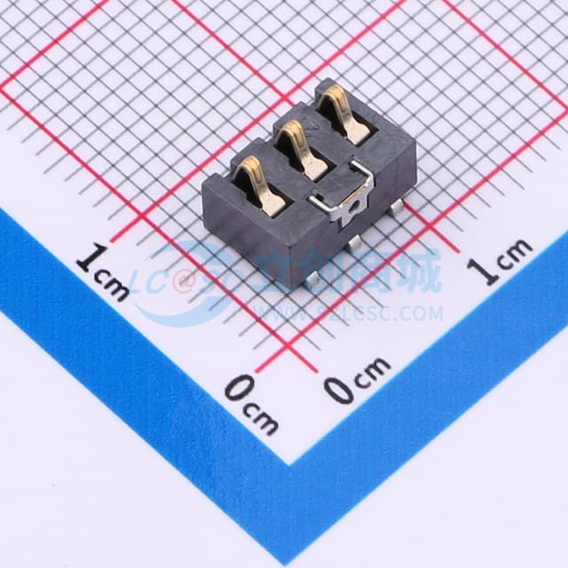 电池座连接器3.0PH间距-H6.0-3PIN 卧贴不带柱实物图