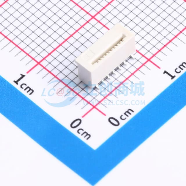 无锁 单侧触点/垂直 P数:10P 间距:0.5mm实物图
