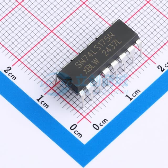 SN74LS175是一个四通道正沿触发的D型fip-flop，具有单独的数据输入和互补输出。实物图