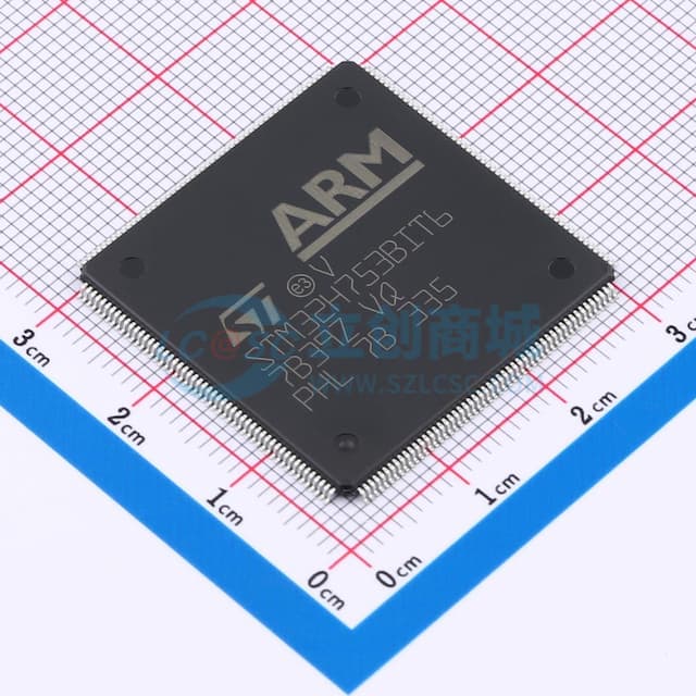 带DSP和DP-FPU的高性能ARM Cortex-M7 MCU，具有2 MB Flash、1 MB RAM、480 MHz CPU、ART加速器、一级缓存、外部存储器接口、包括加密加速器在内的大量外设以及安全服务支持实物图