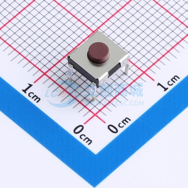 6.2X6.2/插脚/3.1H/250gf/黑底红钮/不接地实物图