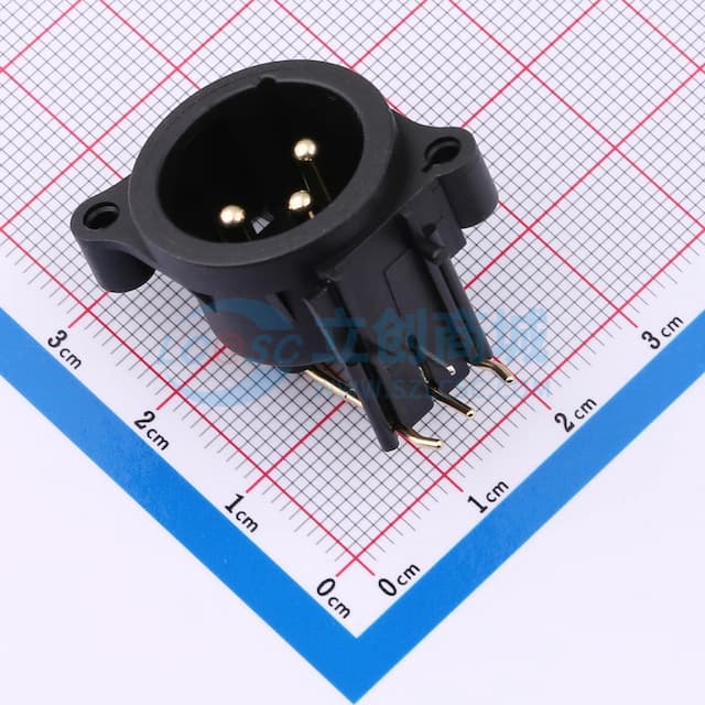 3Pin 卧式公座 镀金实物图