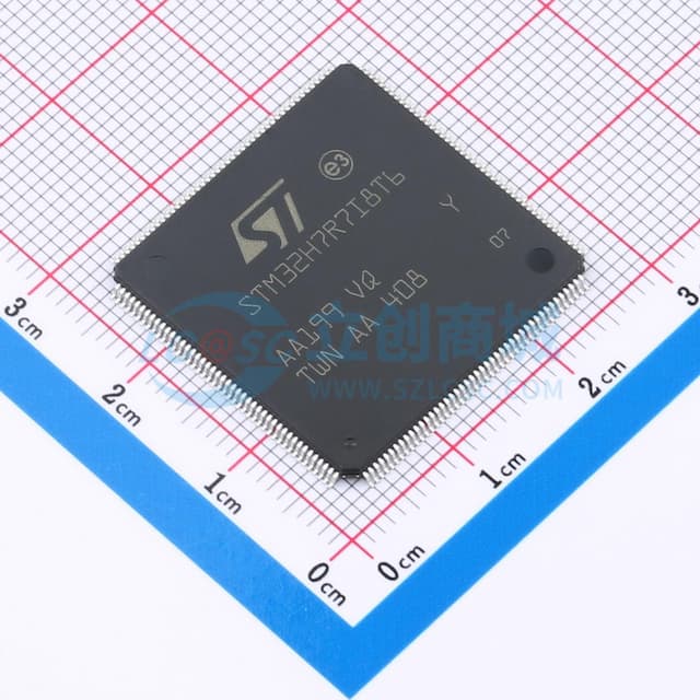 Arm Cortex-M7 32位600 MHz微控制器，支持以太网、2个USB接口、2个FD-CAN接口、高级图形处理、2个12位ADC实物图