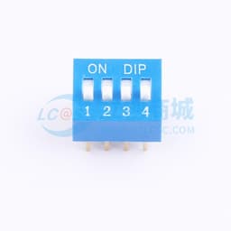 拨码开关蓝色04P-180度 间距2.54mm 立式直插正拨平拨4位DIP 【拨码】缩略图