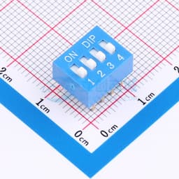 拨码开关蓝色04P-180度 间距2.54mm 立式直插正拨平拨4位DIP 【拨码】缩略图