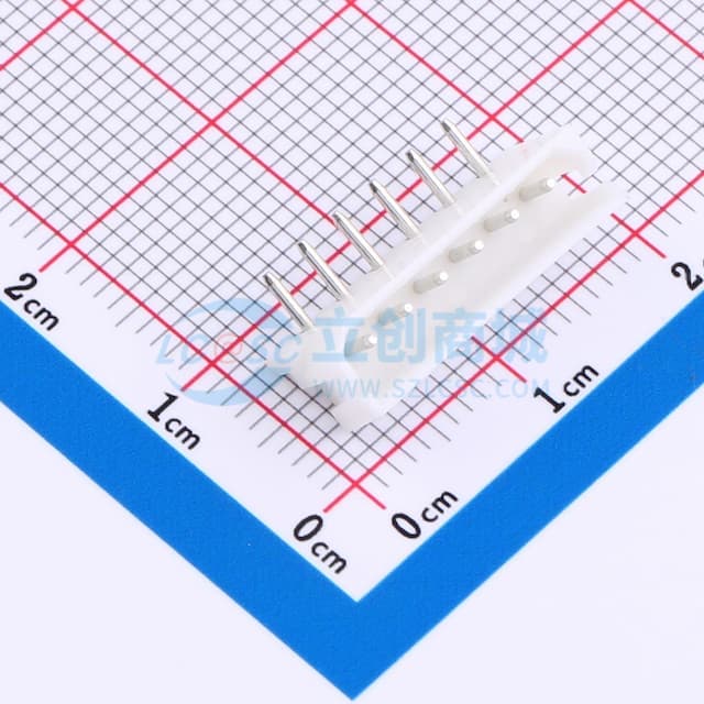 白色 1x6P 间距:2.5mm 弯插【插件】实物图