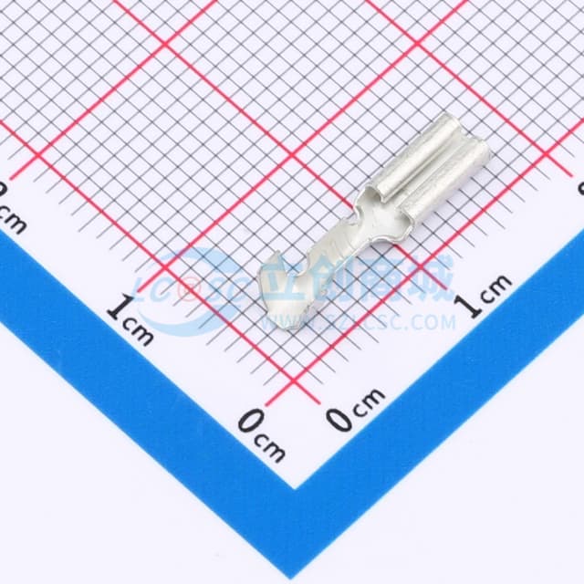 快速断开插座，适用24 - 20 AWG、.2 - .51 mm²电线，2.8 mm插片宽度，直型，黄铜，未电镀，袋包装，F型压接实物图