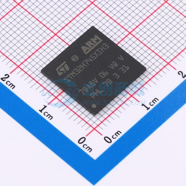 带DSP和DP-FPU的高性能ARM Cortex-M7 + Cortex-M4 MCU，具有2 MB Flash、1 MB RAM、480 MHz CPU、ART加速器、一级缓存、外部存储器接口、大量外设和SMPS实物图