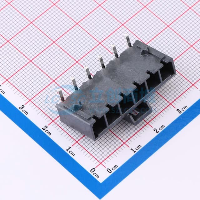 1x6P 间距:5.7mm 弯插实物图