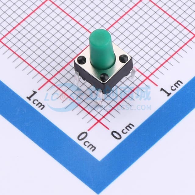 6*6*9.2绿柄直插轻触开关280gf实物图
