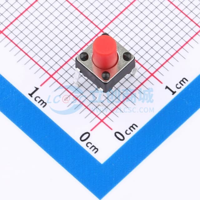 6*6*7.3红柄直插轻触开关280gf实物图