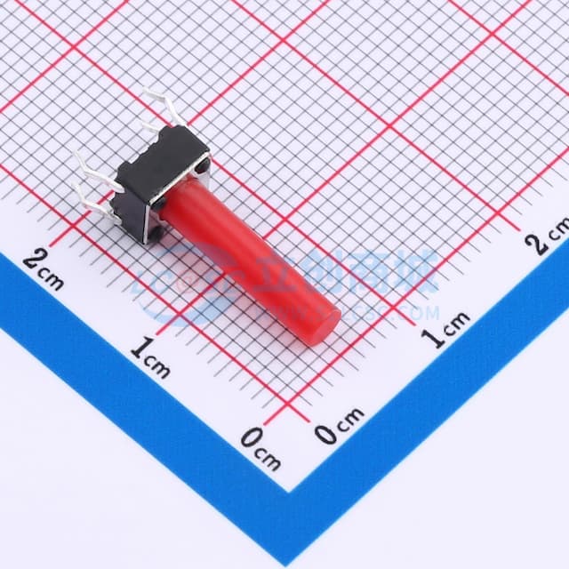 6*6*17红柄直插轻触开关280gf实物图