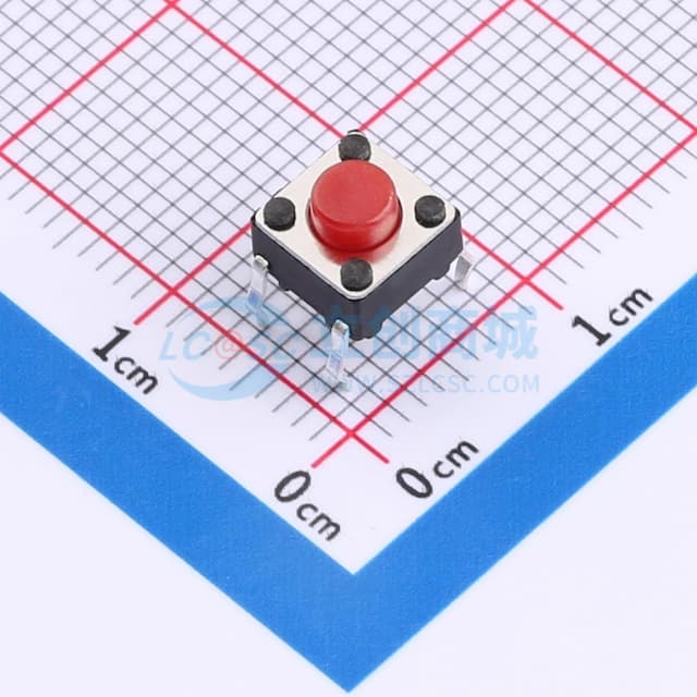 6*6*5红柄直插轻触开关280gf实物图