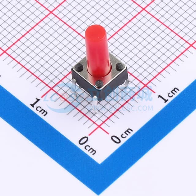 6*6*12.5红柄直插轻触开关280gf实物图
