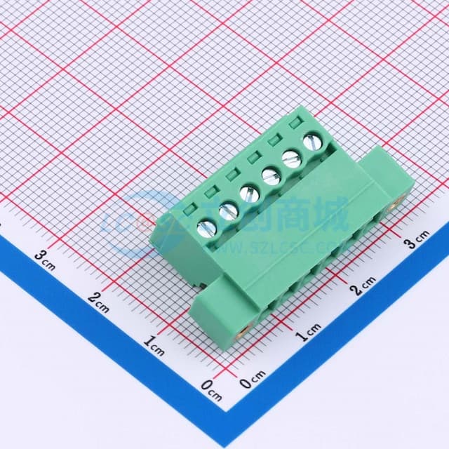 螺丝固定 1x6P 3.81mm 排数:1 每排P数:6实物图