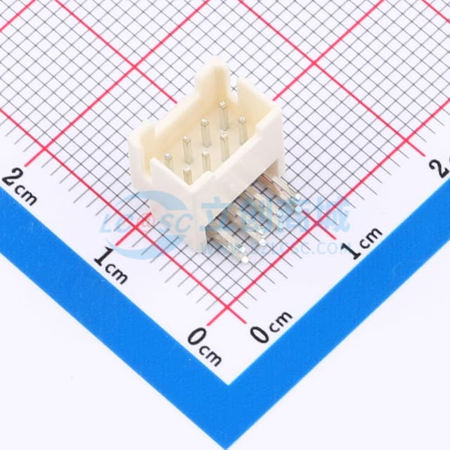 米黄 2x4P 间距:2mm 弯插【插件】实物图