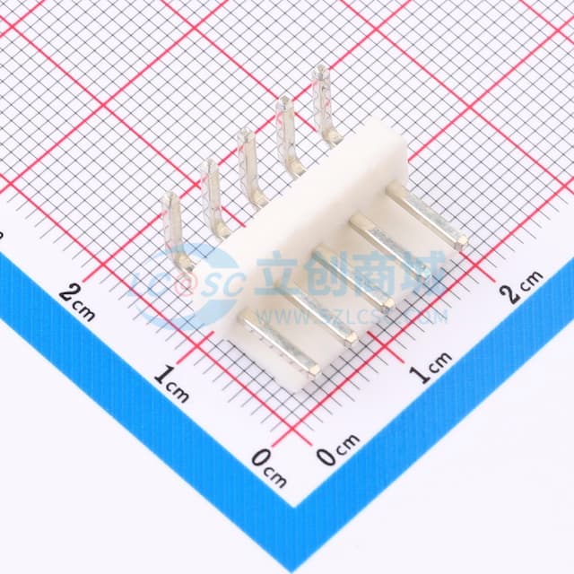 白色 1x5P 间距:3.96mm 弯插【插件】实物图