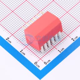 拨码开关红色06P-180度6PIN间距2.54mm立式直插侧拨琴键式6位DIP 【拨码】缩略图