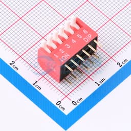 拨码开关红色06P-180度6PIN间距2.54mm立式直插侧拨琴键式6位DIP 【拨码】缩略图