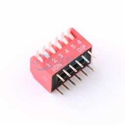 拨码开关红色06P-180度6PIN间距2.54mm立式直插侧拨琴键式6位DIP 【拨码】缩略图
