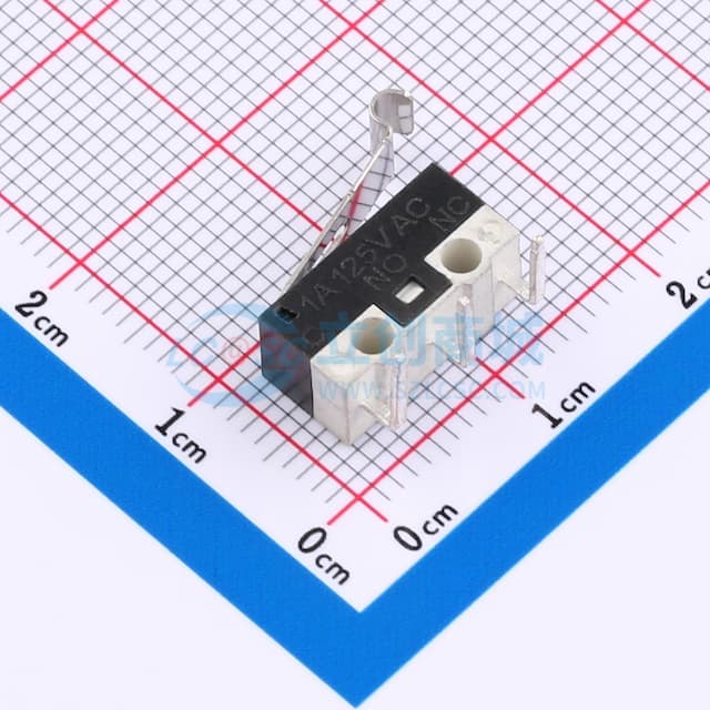 微动开关/行程开关小微动12.8*5.8mm弧型柄左弯脚 【行程】实物图