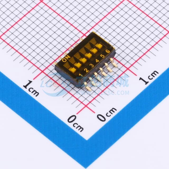 拨码开关 6P-1.27间距 黑色贴片实物图