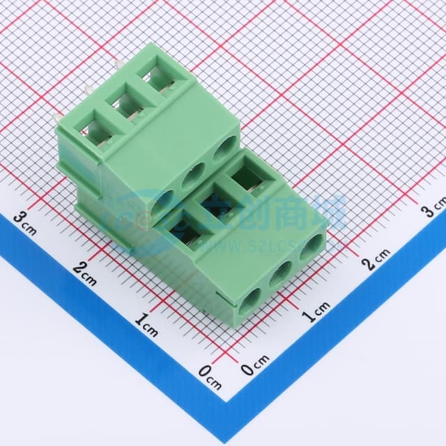 2件套 2x3P 5.08mm 直插 排数:2 每排P数:3【螺钉】实物图