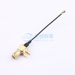 【插件】1.13mm双锡线黑色射频连接线，90度SMA母头转IPEX一代端子缩略图