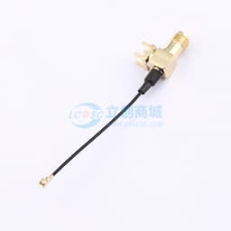 【插件】1.13mm双锡线黑色射频连接线，90度SMA母头转IPEX一代端子缩略图