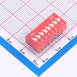 间距2.54mm 平拨,凸起式 8位拨码开关 【插件】缩略图