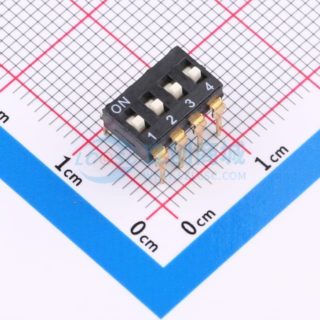 间距2.54mm 平拨,凸起式 4位拨码开关 【拨码】实物图