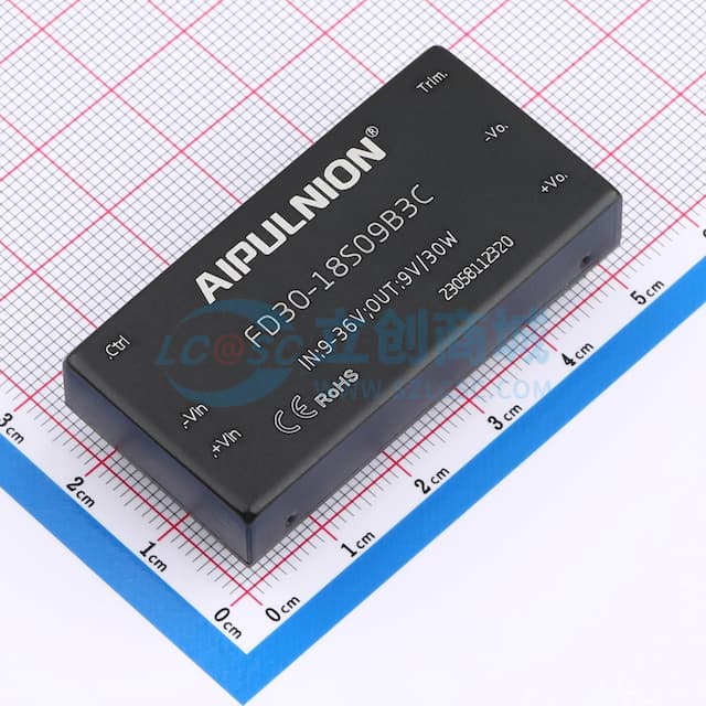 DC/DC模块电源，宽范围输入，30W输出功率，超薄封装【插件】实物图