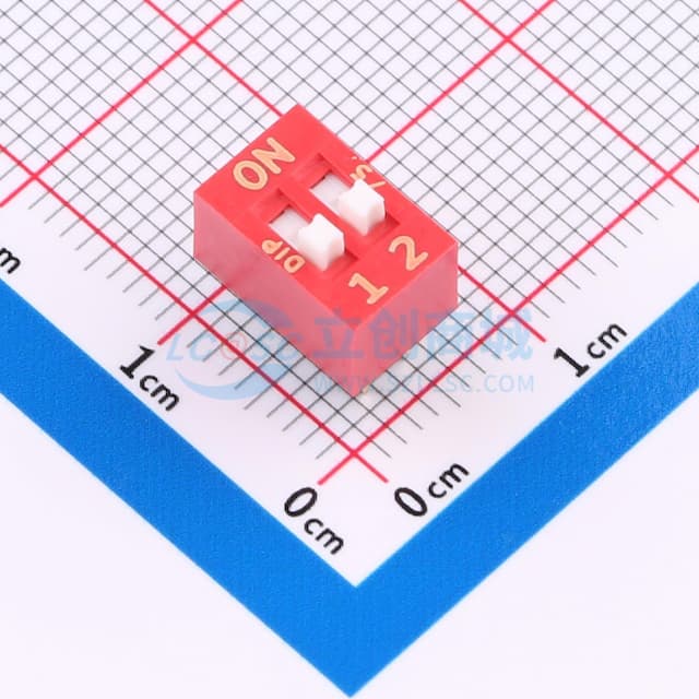 2.54mm 平拨,凸起式 2位【拨码】实物图