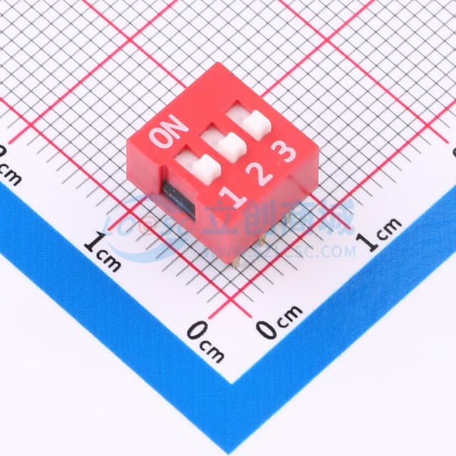 间距2.54mm 平拨,凸起式 3位拨码开关 【拨码】实物图