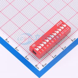 间距2.54mm 平拨,凸起式 12位拨码开关 【拨码】缩略图