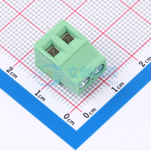1x2P 5.08mm 直插 排数:1 每排P数:2 【插件】实物图