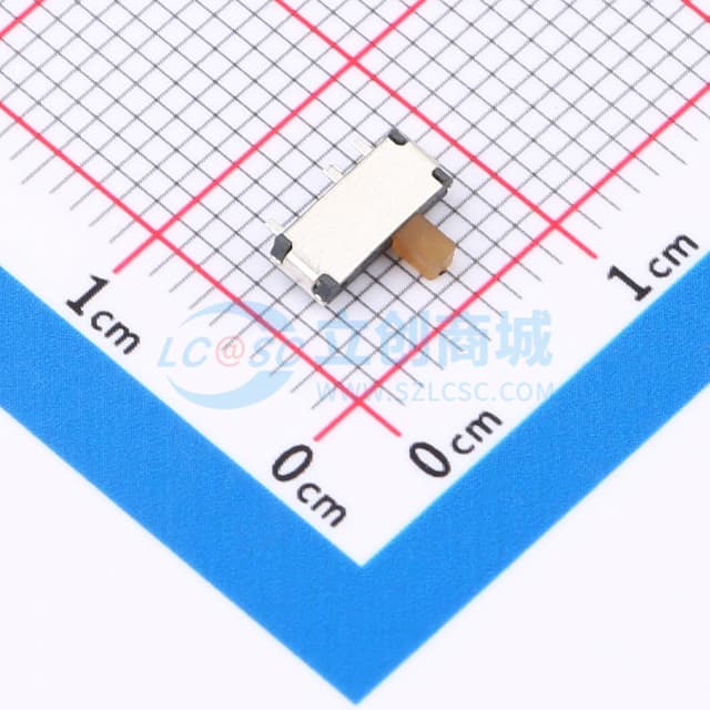 滑动开关6.6*2.7*2.0贴片侧拨三脚拨动开关二档黄柄实物图