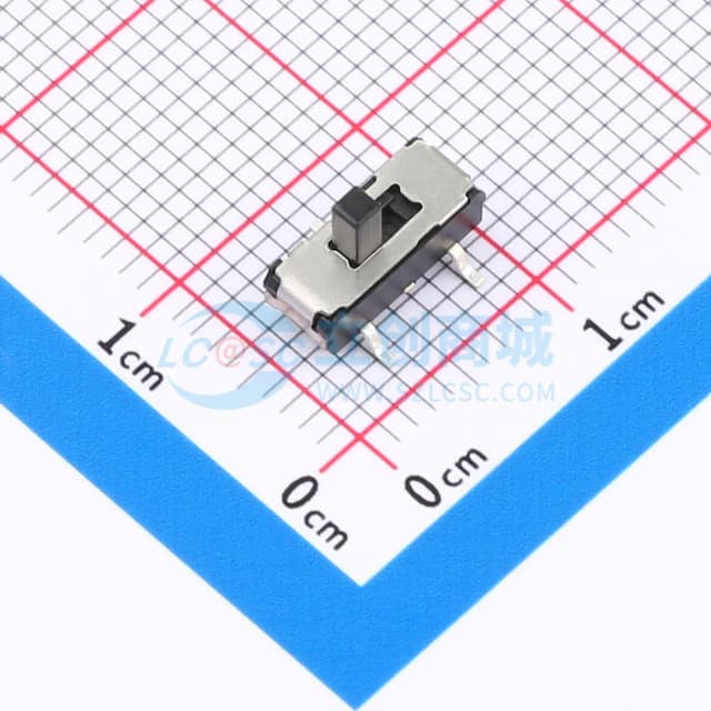 滑动开关9.1*3.5*3.0mm贴片正拨三脚二档实物图