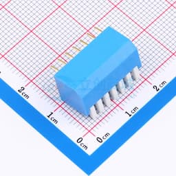 拨码开关蓝色07P-180度 间距2.54mm 立式直插侧拨琴键式7位DIP缩略图