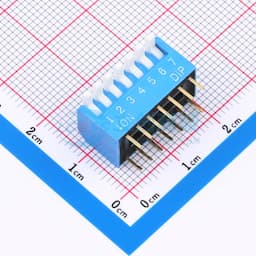拨码开关蓝色07P-180度 间距2.54mm 立式直插侧拨琴键式7位DIP缩略图