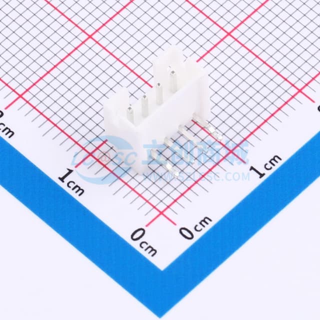 白色 1x4P 间距:2mm 弯插 系列:PH【插件】实物图