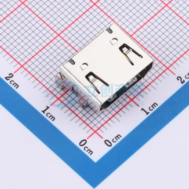 19PIN A型前插后贴HDMI插座 铜壳实物图