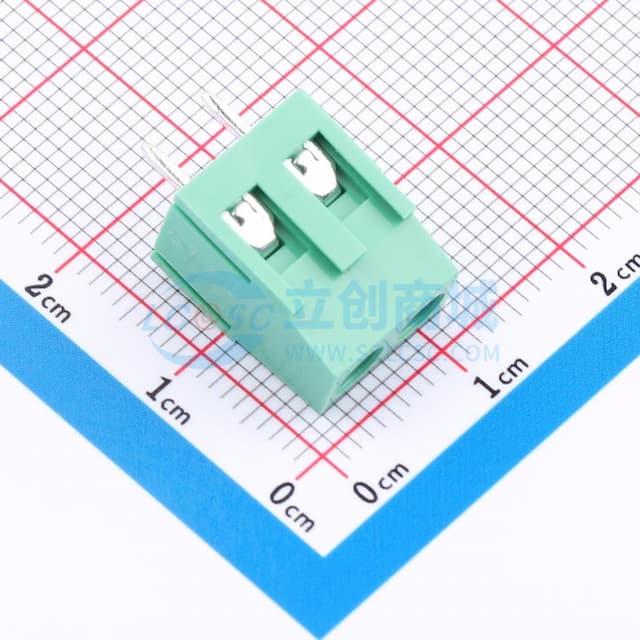 1x2P 5.08mm 直插 排数:1 每排P数:2【螺钉】实物图